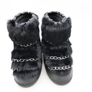 Tatoosh Rabbit Snow Boots Women's Size LARGE Black pull On Shoes